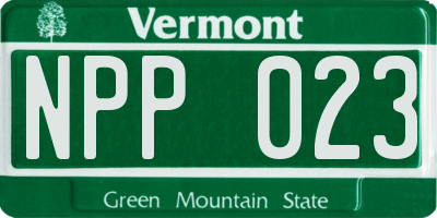 VT license plate NPP023