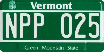 VT license plate NPP025