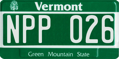 VT license plate NPP026