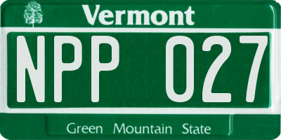 VT license plate NPP027