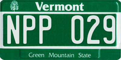 VT license plate NPP029