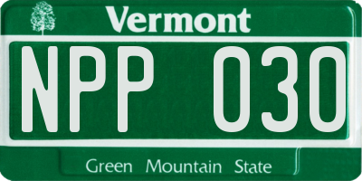 VT license plate NPP030