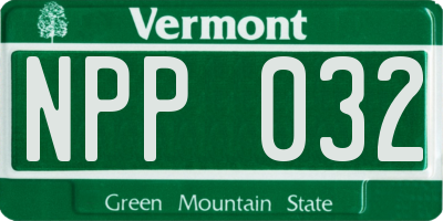 VT license plate NPP032
