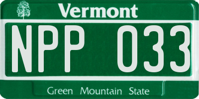 VT license plate NPP033