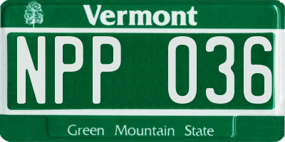 VT license plate NPP036