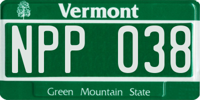 VT license plate NPP038