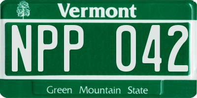 VT license plate NPP042