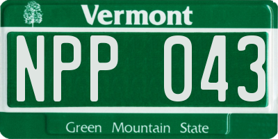 VT license plate NPP043