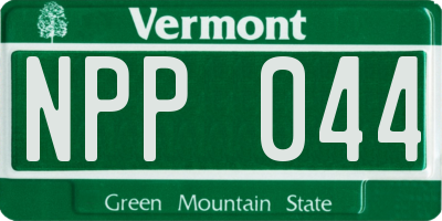 VT license plate NPP044