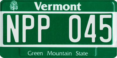VT license plate NPP045