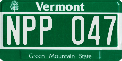 VT license plate NPP047
