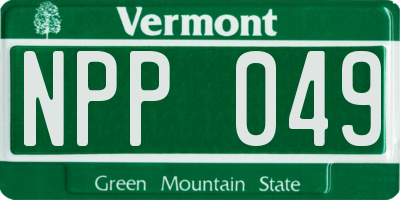 VT license plate NPP049