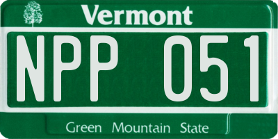 VT license plate NPP051