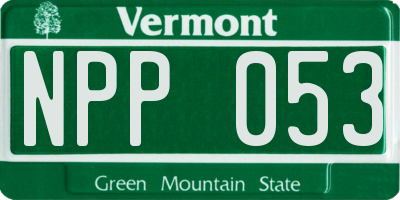 VT license plate NPP053
