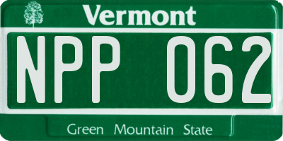 VT license plate NPP062