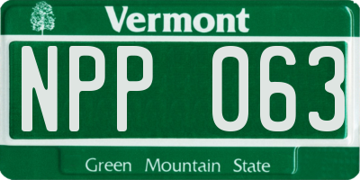 VT license plate NPP063