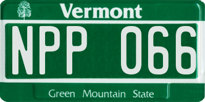 VT license plate NPP066