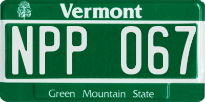 VT license plate NPP067