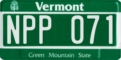 VT license plate NPP071
