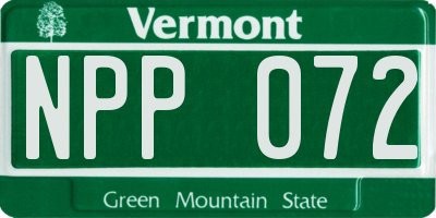 VT license plate NPP072