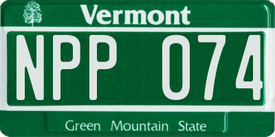 VT license plate NPP074