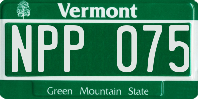 VT license plate NPP075
