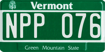 VT license plate NPP076