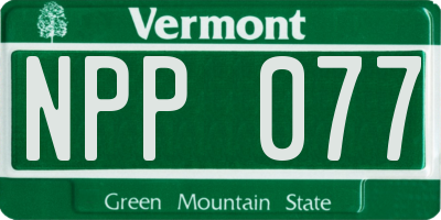 VT license plate NPP077
