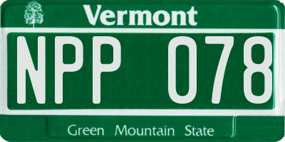 VT license plate NPP078