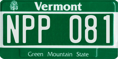 VT license plate NPP081