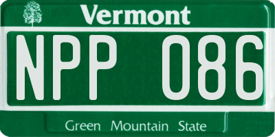 VT license plate NPP086