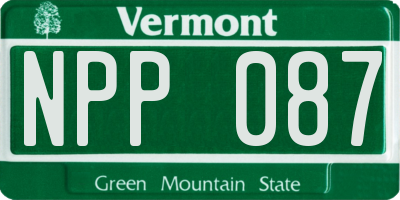 VT license plate NPP087