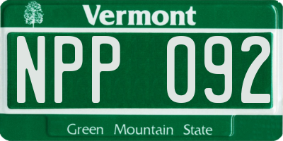 VT license plate NPP092