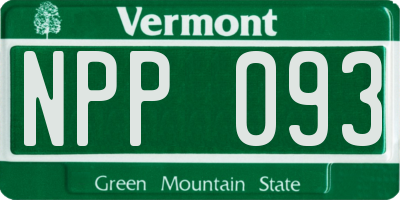 VT license plate NPP093