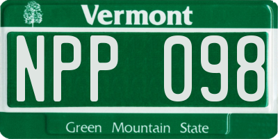 VT license plate NPP098