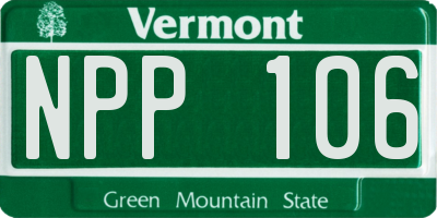 VT license plate NPP106