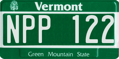 VT license plate NPP122