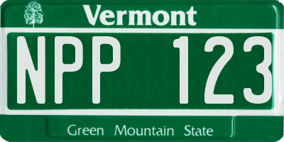 VT license plate NPP123