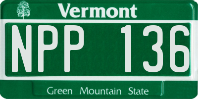 VT license plate NPP136
