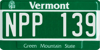 VT license plate NPP139