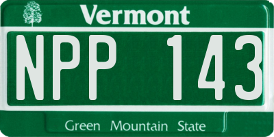 VT license plate NPP143
