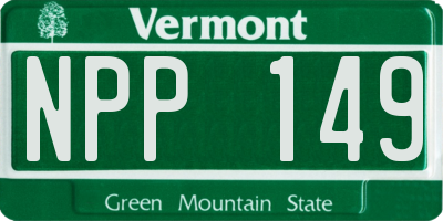 VT license plate NPP149