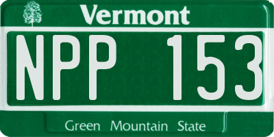 VT license plate NPP153