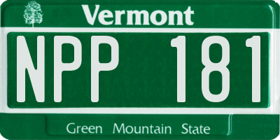 VT license plate NPP181