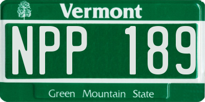 VT license plate NPP189