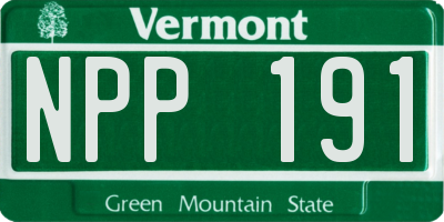 VT license plate NPP191