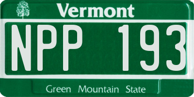 VT license plate NPP193