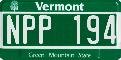 VT license plate NPP194