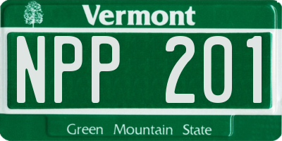 VT license plate NPP201