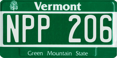 VT license plate NPP206